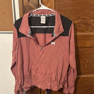 Pink and Black Quarter-Zip Pullover